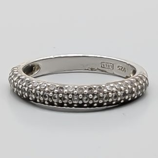 Ring i Silver med Vita Stenar S925 2.3g 18mm