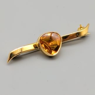 Brosch i Guld med Orange Sten 18K 2.91g 34mm