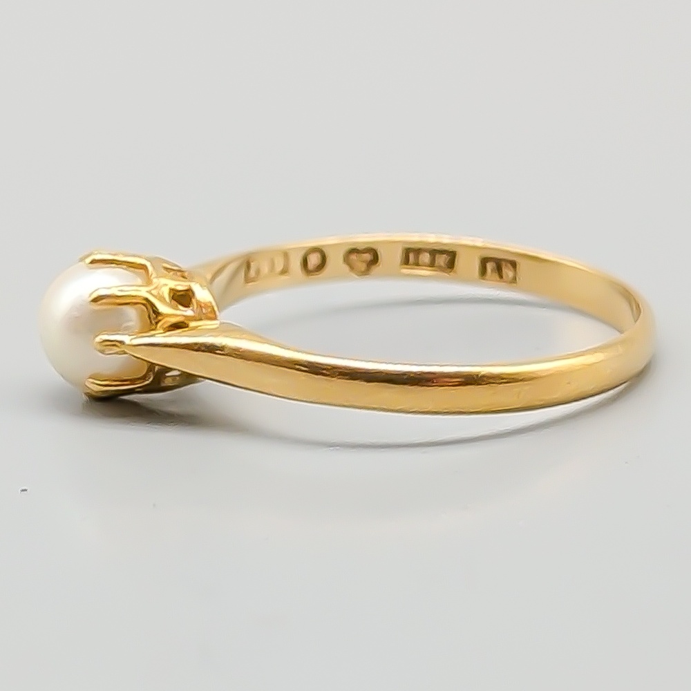 Ring i Guld med Odlad Pärla 18K 1.71g 17mm - Bild 2