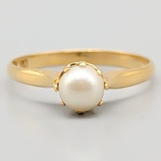Ring i Guld med Odlad Pärla 18K 1.71g 17mm