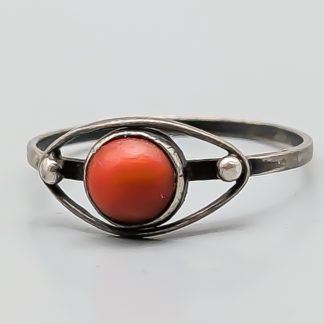 Ring i Silver med Orange Sten S830 1.09g 18mm