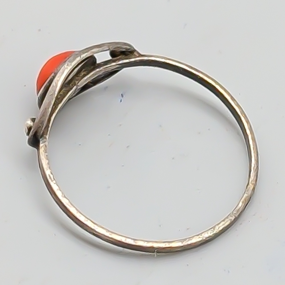 Ring i Silver med Orange Sten S830 1.09g 18mm - Bild 2
