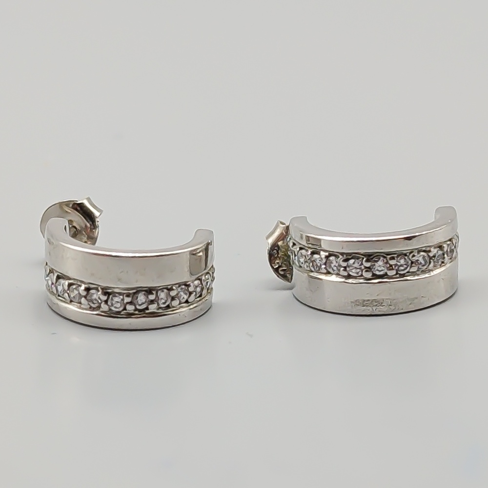 Örhängen i Silver med Vita Stenar S925 6.65g 16mm