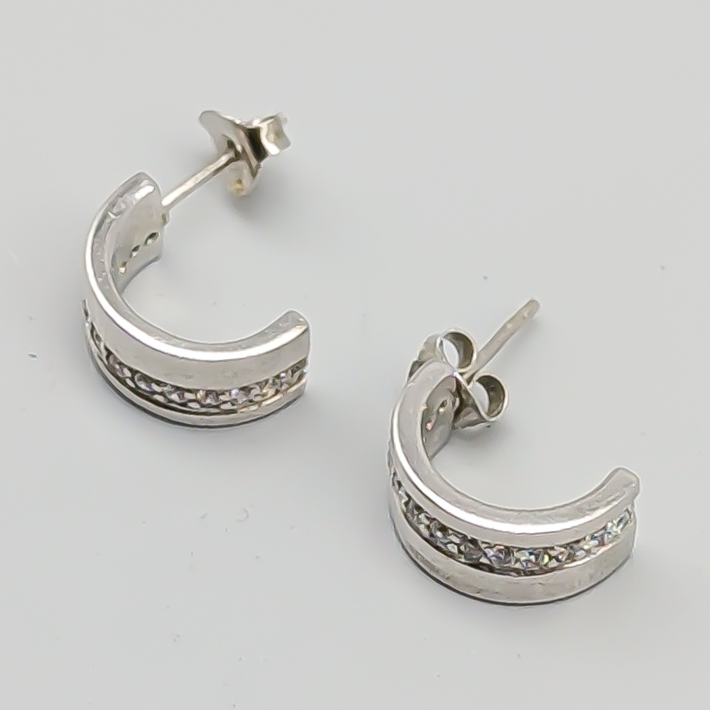 Örhängen i Silver med Vita Stenar S925 6.65g 16mm - Bild 2