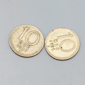 2 st 10 öre Sverige 1942-1950 S400 2.88g 15mm