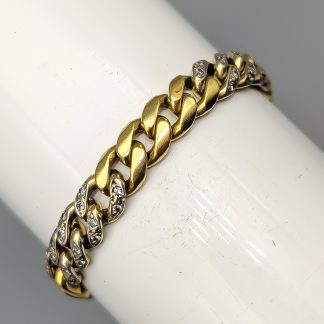 21.5cm Pansarlänk i Guld med Diamanter 18K 31.46g