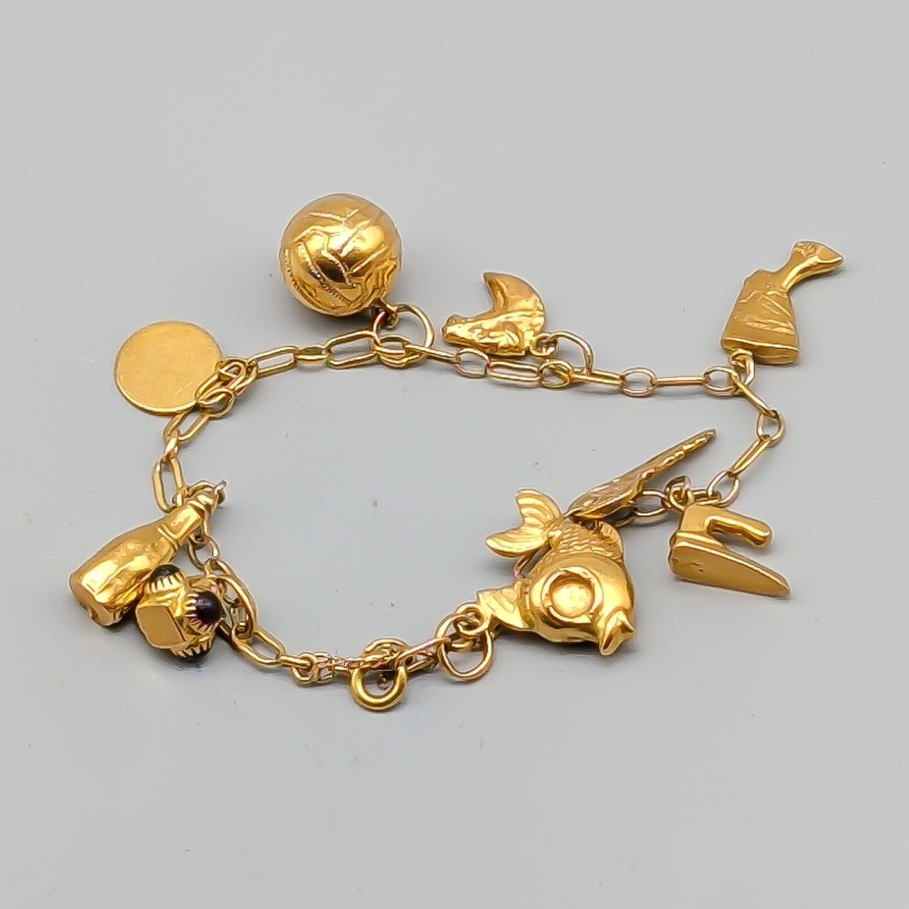 19.5cm Armband i Guld med Berlocker 18K 13.55g
