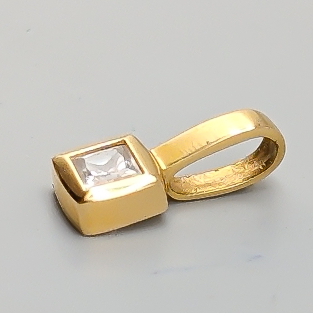 Hänge i Guld med Vit Sten 18K 0.92g 16mm
