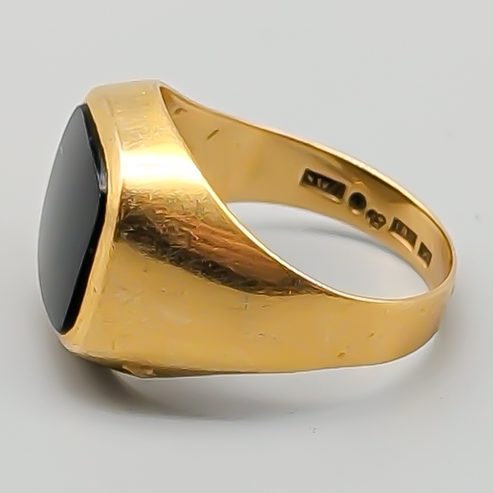 Klackring i Guld med Svart Sten 18K 4.85g 19.25mm - Bild 3