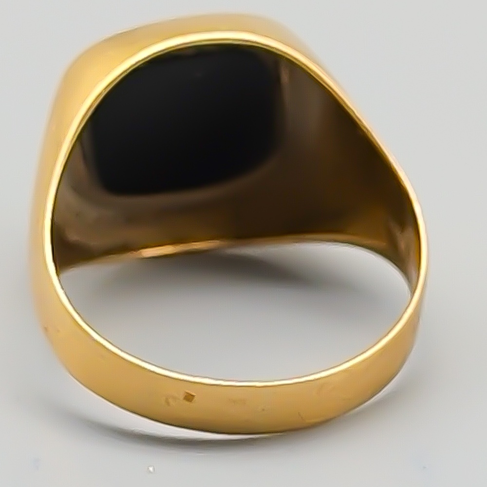 Klackring i Guld med Svart Sten 18K 4.85g 19.25mm - Bild 2