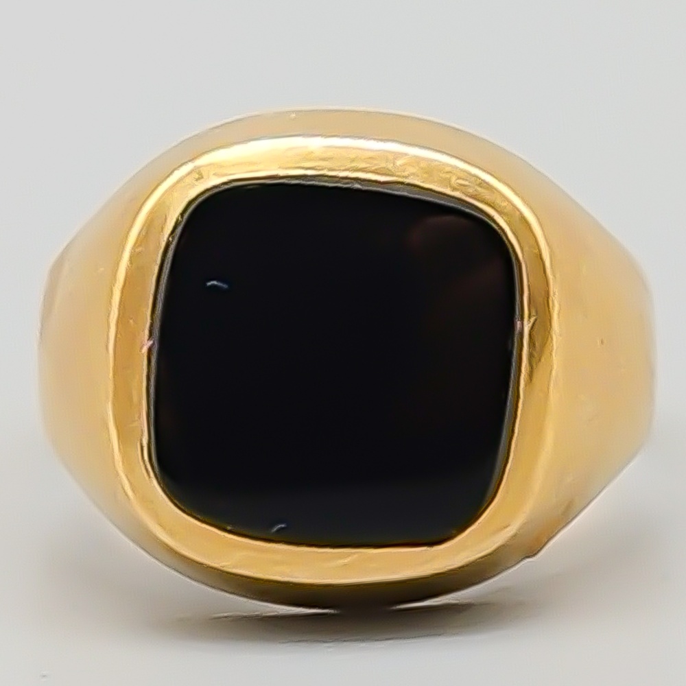Klackring i Guld med Svart Sten 18K 4.85g 19.25mm