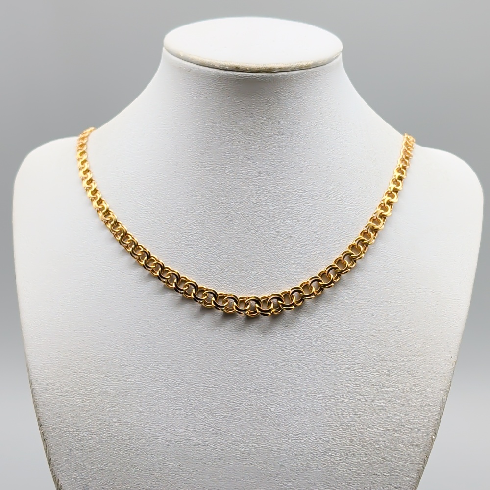 42.5cm Doserad Bismarcklänk i Guld 18K 18.65g