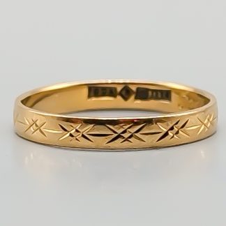 Mönstrad ring i Guld 18K 2.18g 18.25mm