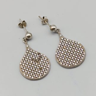 Örhängen i Silver med Vita Stenar S925 4.38g 32mm