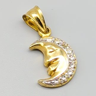 Hänge i Förgyllt Silver med Vita Stenar S925 1.15g 13mm