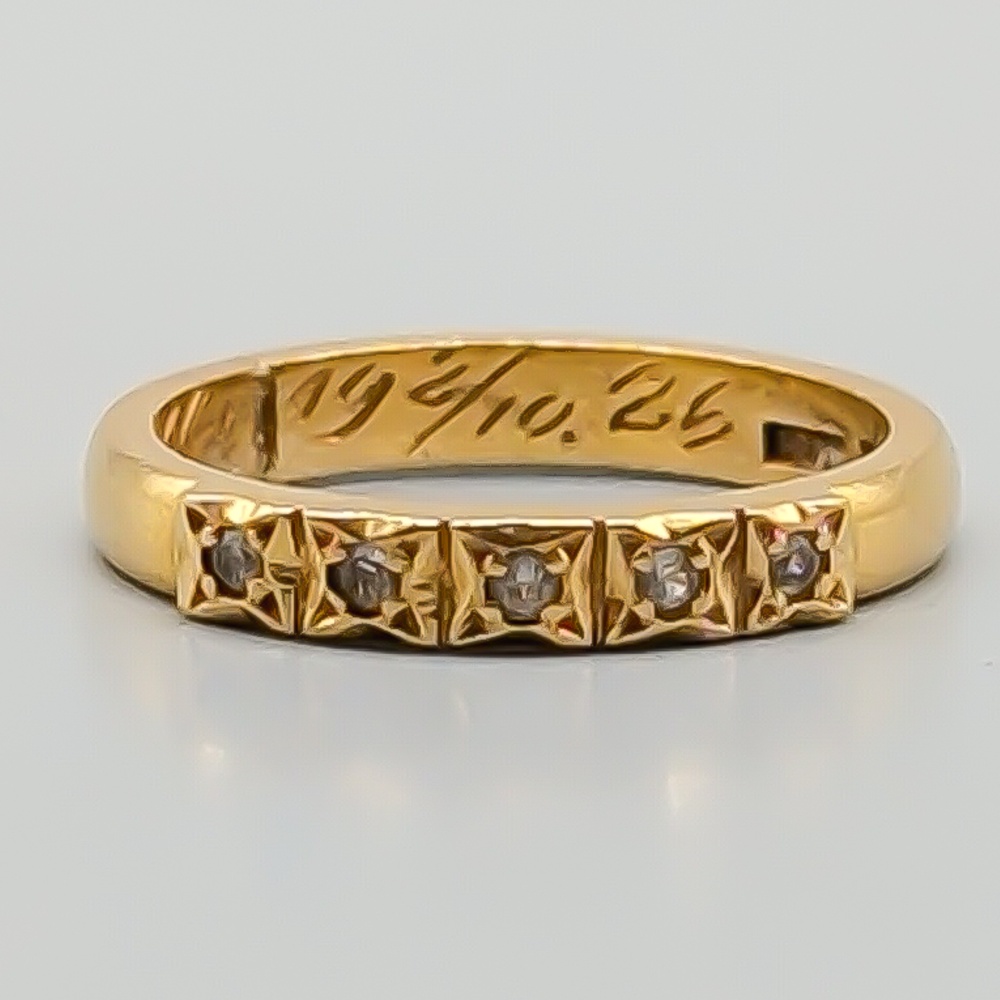 Alliansring i Guld med Vita Stenar 18K 4.07g 16.25mm - Bild 2