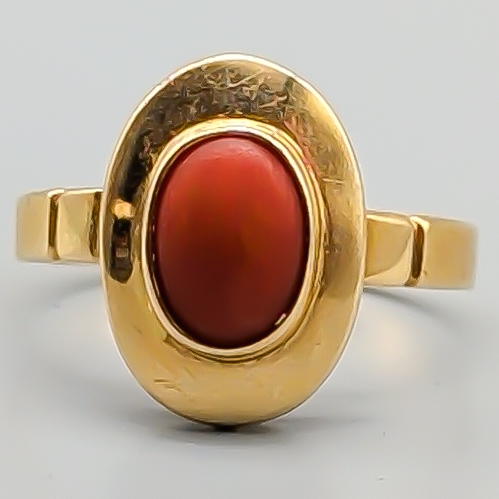 Ring i Guld med Orange Sten 14K 4.47g 19.25mm