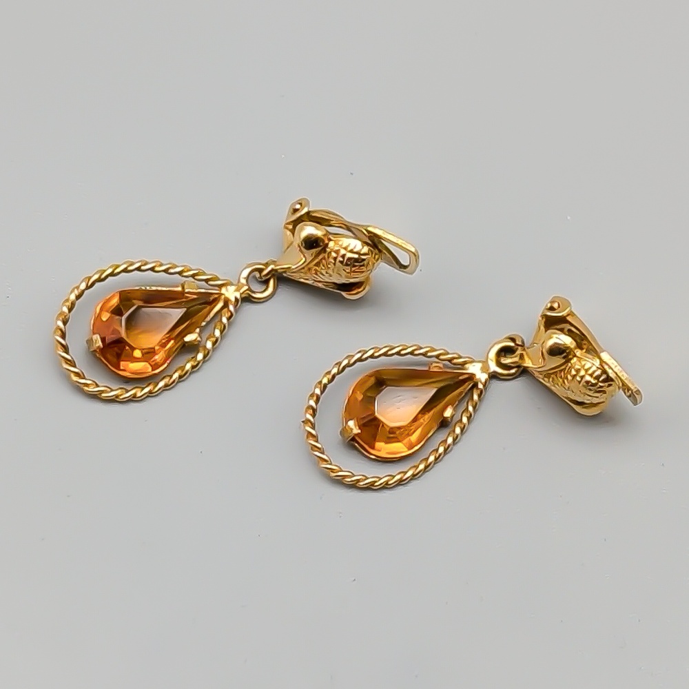 Clips i Guld med Orange Stenar 18K 5.51g 38mm - Bild 2