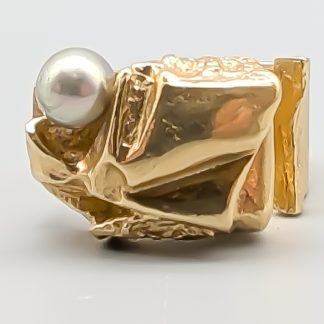 Lapponia, Björn Weckström "Åskapärlan" Ring i Guld med Grå Saltvattenpärla 18K 10.21g 16.5mm