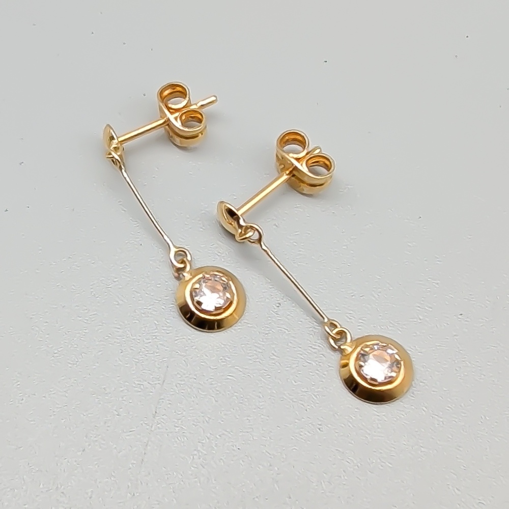 Örhängen i Guld med Vita Stenar 18K 1.1g 22mm - Bild 2