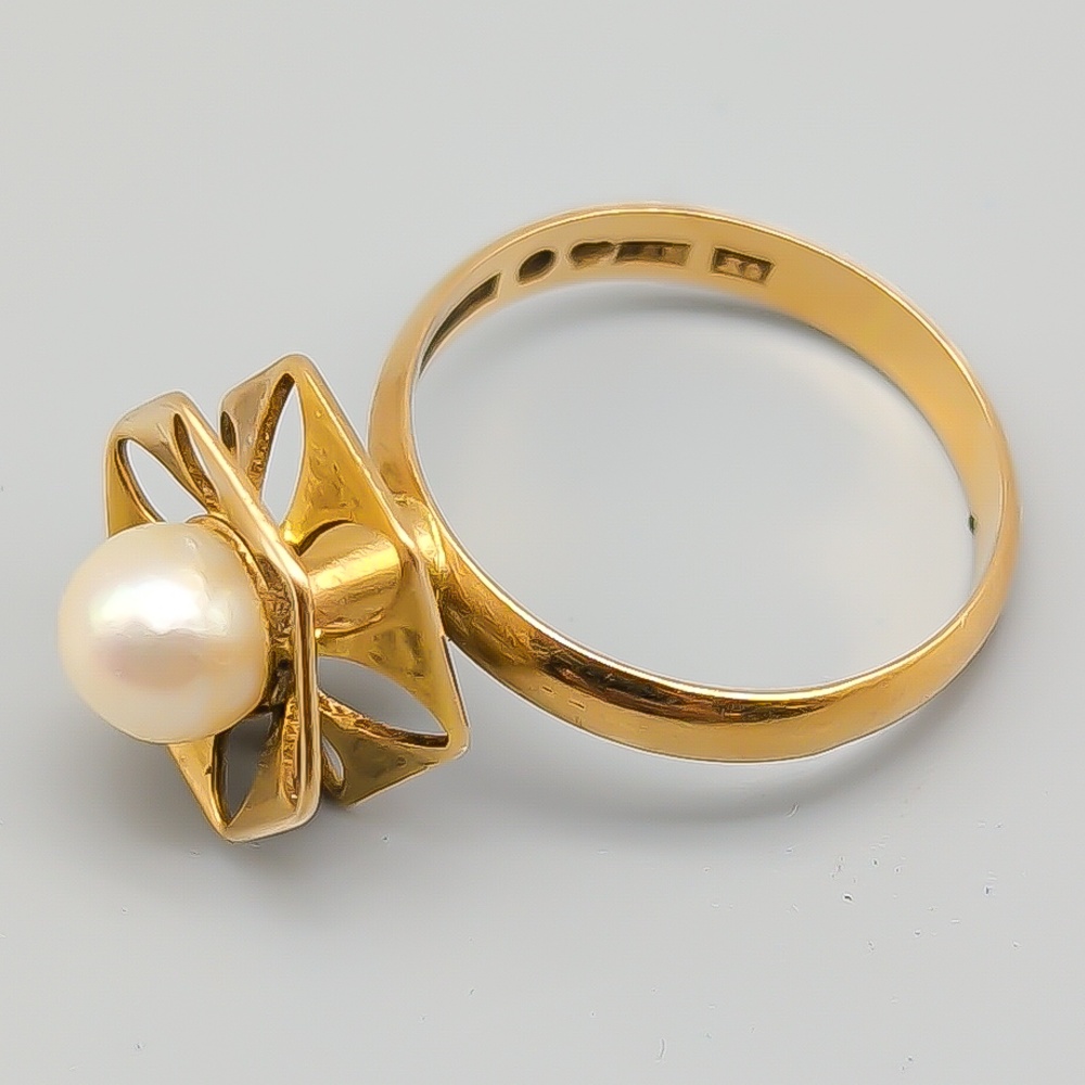Ring i Guld med Odlad Pärla 18K 4.52g 18.25mm - Bild 3