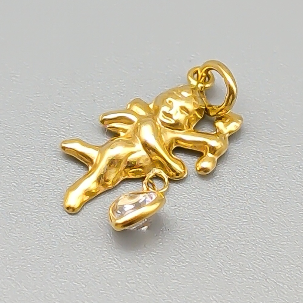 Hänge i Guld Ängel med Vit Sten 18K 0.69g 15mm
