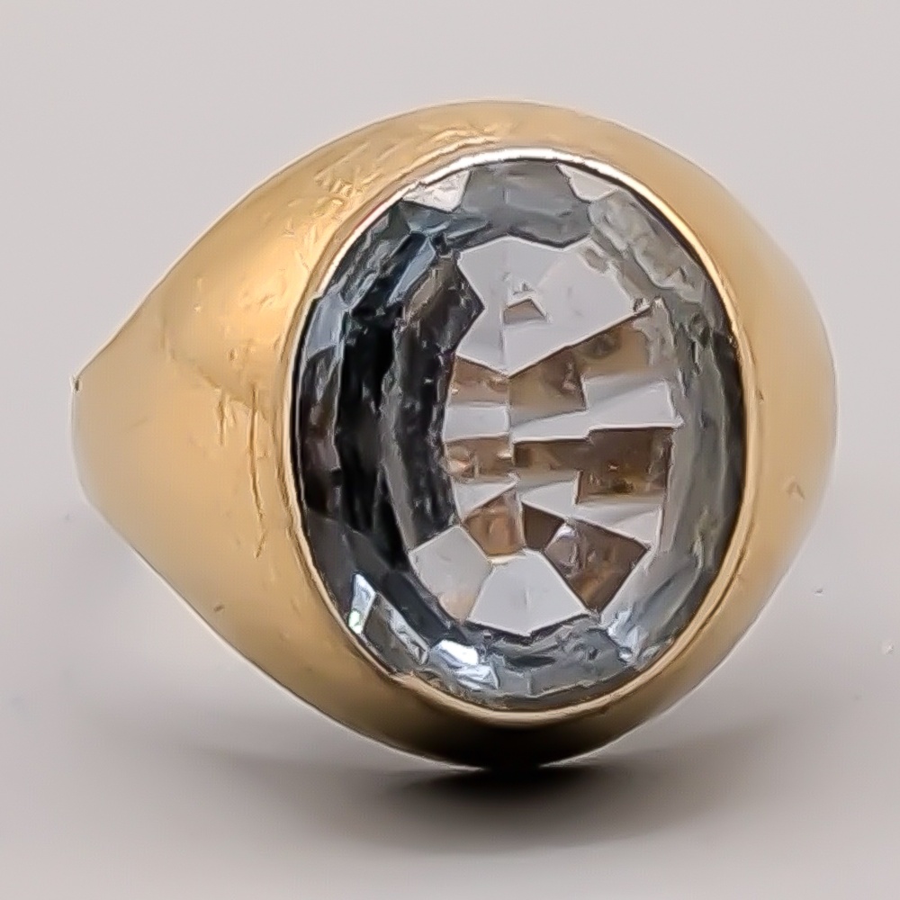 Klackring i Guld med Blå Sten 18K 2.82g 17.25mm - Bild 2
