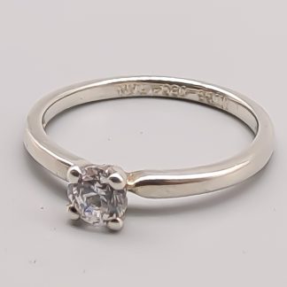 Solitärring i Silver med Vit Sten S925 1.77g 17.25mm