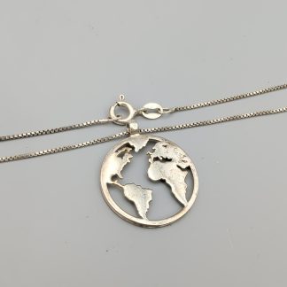 55.5cm Venezialänk i Silver med Hänge Världen S925 4.39g