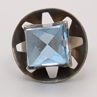Ring i Silver med Blå Sten S830 8.51g 18.5mm