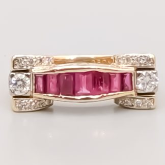 Engelbert Diamantring i Guld med Carréslipade Rubiner 18K 8.03g 18.25mm