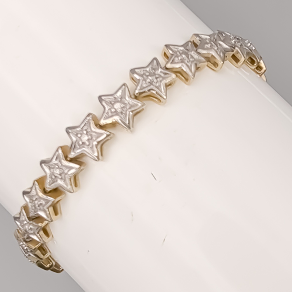 19.5cm Armband i Förgyllt Silver Stjärnor S925 9.13g