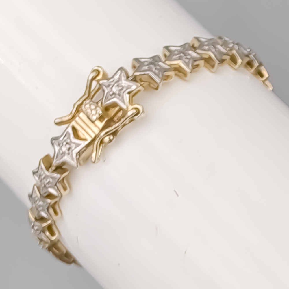 19.5cm Armband i Förgyllt Silver Stjärnor S925 9.13g - Bild 2