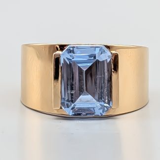 Art Metall Cocktailring i Guld med Blå Sten 18K 23.31g 17.25mm