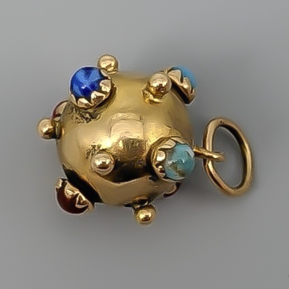 Hänge i guld med färgade stenar 18K 2.64g 16mm - Bild 2