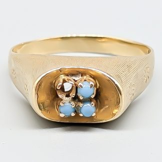 Klackring i guld med turkosa stenar 21K 4.6g 19mm