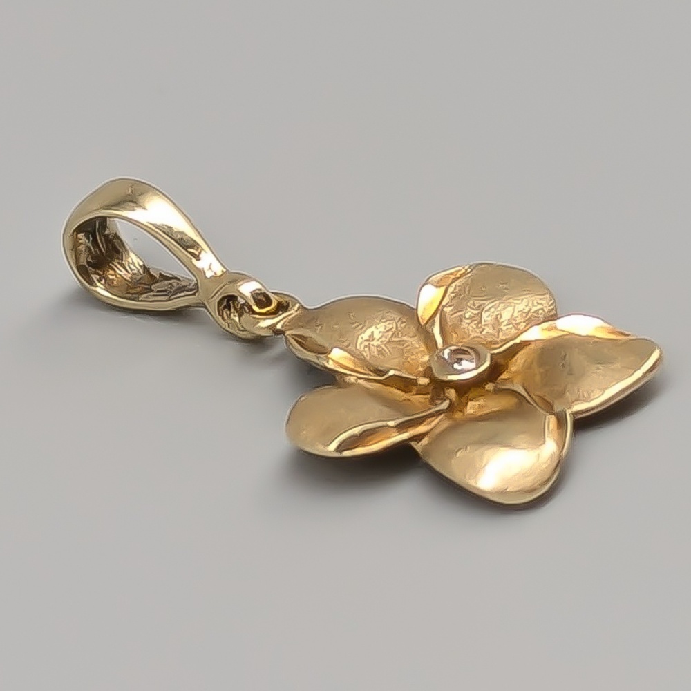 Guldhänge blomma med glassten 14K 0.96g 13mm - Bild 2