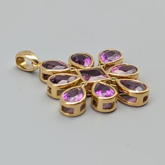 Hänge i Roséguld med Lila och Gröna Granater 18K 4.8g 26mm