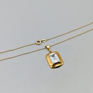 51.5cm Ankarlänk i Guld med Hänge med Vit Sten 18K 4.06g