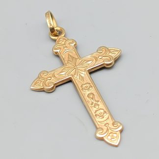 Hänge i Guld Kors 14K 2.15g 33mm