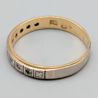 Ring i Flerfärgat Guld med Vita Stenar 18K 4.06g 19.75mm