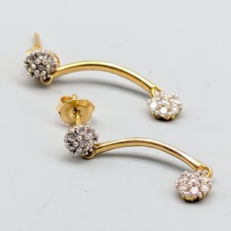 Örhängen i Guld med Vita Stenar 18K 4.22g 28mm