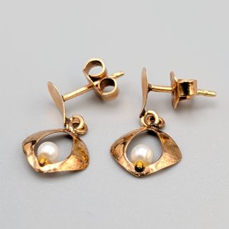 Örhängen i Guld med Odlade Pärlor-0
