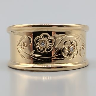 Mormorsring med Diamanter i Guld 18K 8.16g 18.75mm