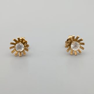 Örhängen i Guld med Vita Stenar 18K 1.96g 11mm