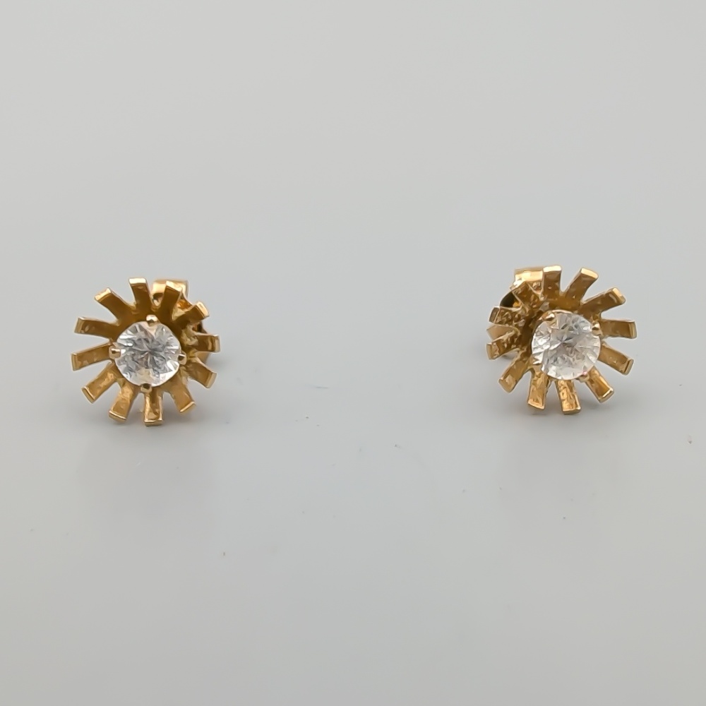 Örhängen i Guld med Vita Stenar 18K 1.96g 11mm