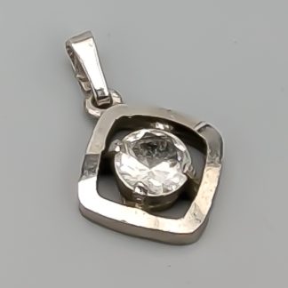 Hänge i Silver med Vit Sten Hjärta S925 1.12g 14mm