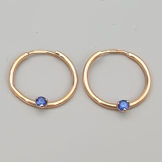 Creoler i Guld med Blå Stenar 14K 0.65g 14mm