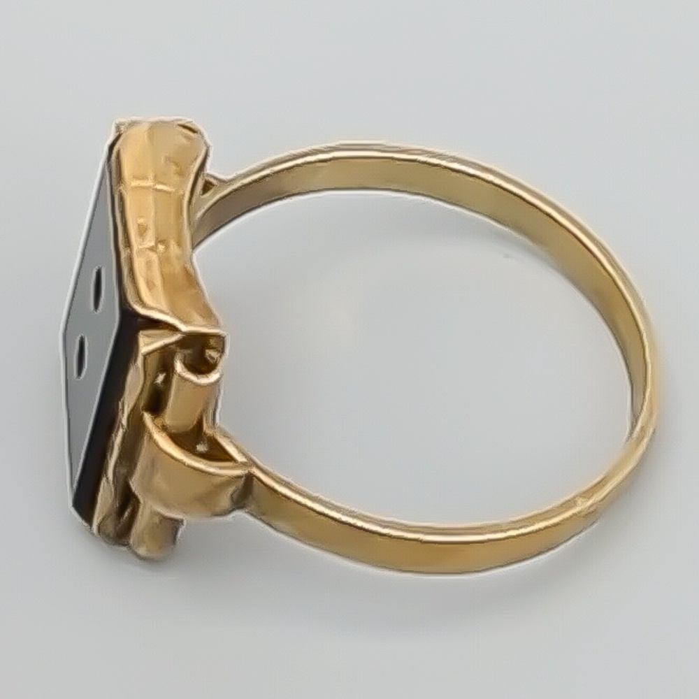 Ring i Guld med Svart Sten 14K 3.62g 19.25mm - Bild 2