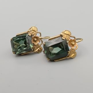 Örhängen i Guld med Gröna Stenar 14K 4.18g 16mm